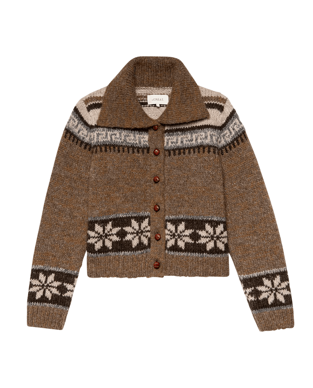 The Great - Nordic Scholar Cardigan Hickory Fair Aisle - Kalifornia Jean Bar