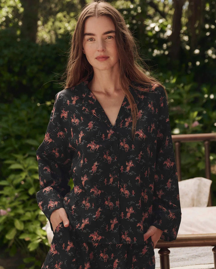 The Great - Pajama Shirt in Navy Cowboy - Kalifornia Jean Bar