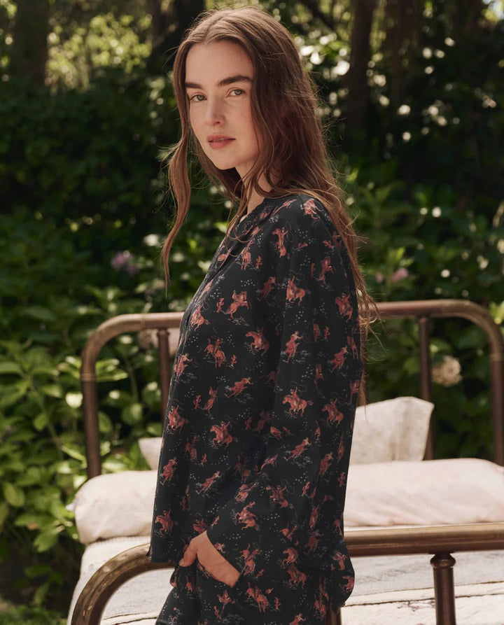 The Great - Pajama Shirt in Navy Cowboy - Kalifornia Jean Bar