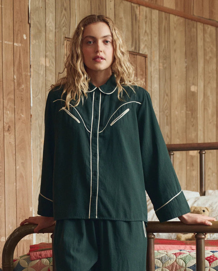 The Great - Pine Cream Flannel Western Pajama Shirt - Kalifornia Jean Bar