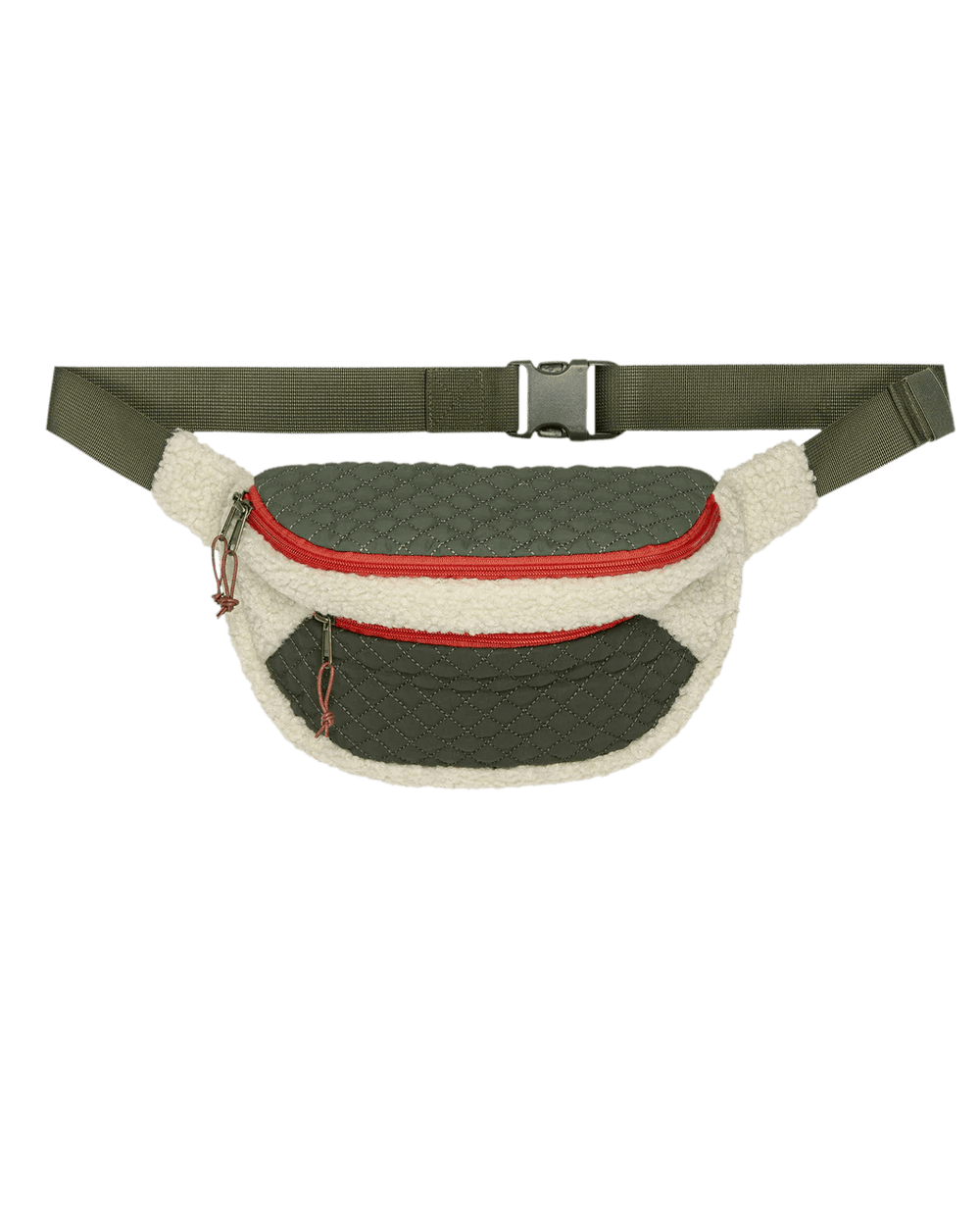 The Great - Plush Colorblock Hip Pack in Cream & Army - Kalifornia Jean Bar