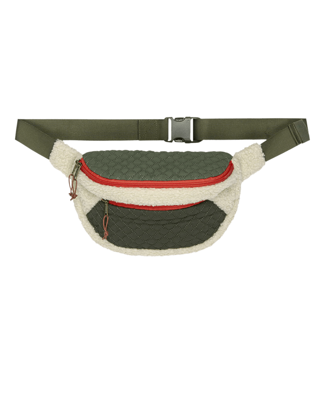 The Great - Plush Colorblock Hip Pack in Cream & Army - Kalifornia Jean Bar