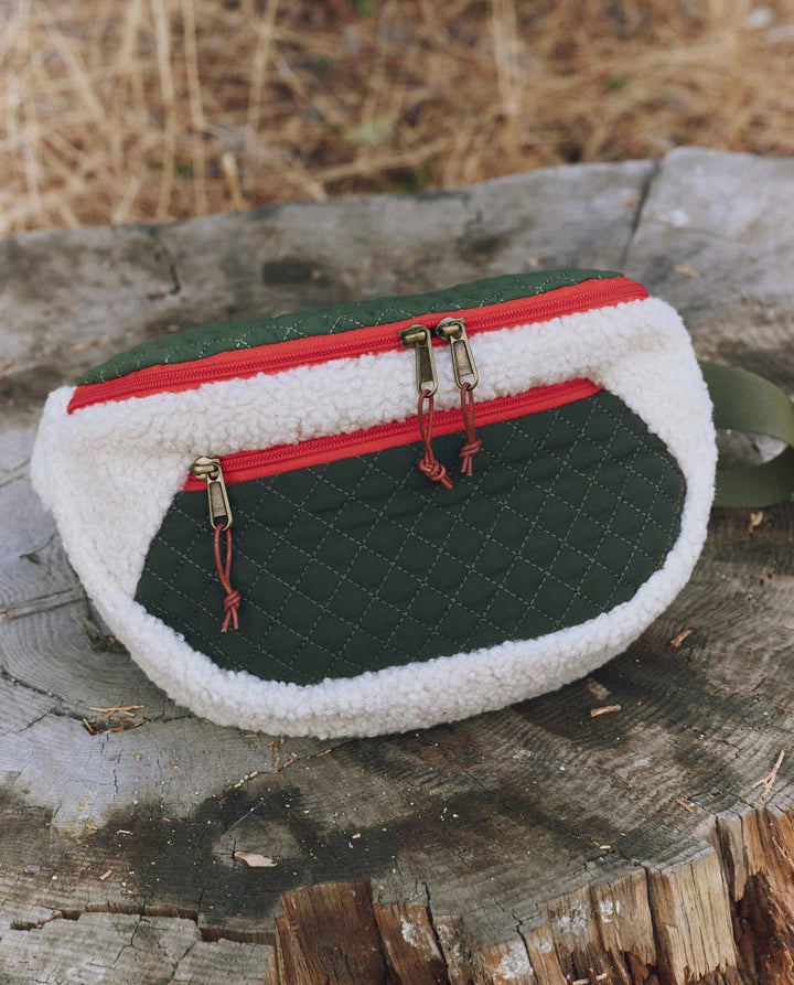 The Great - Plush Colorblock Hip Pack in Cream & Army - Kalifornia Jean Bar