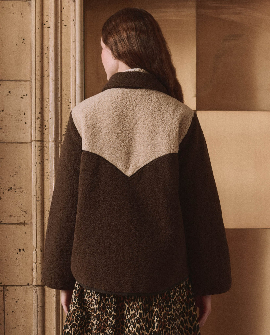 THE GREAT. - Reversible Western Yoke Pasture Jacket Brown w/ Cream - Kalifornia Jean Bar