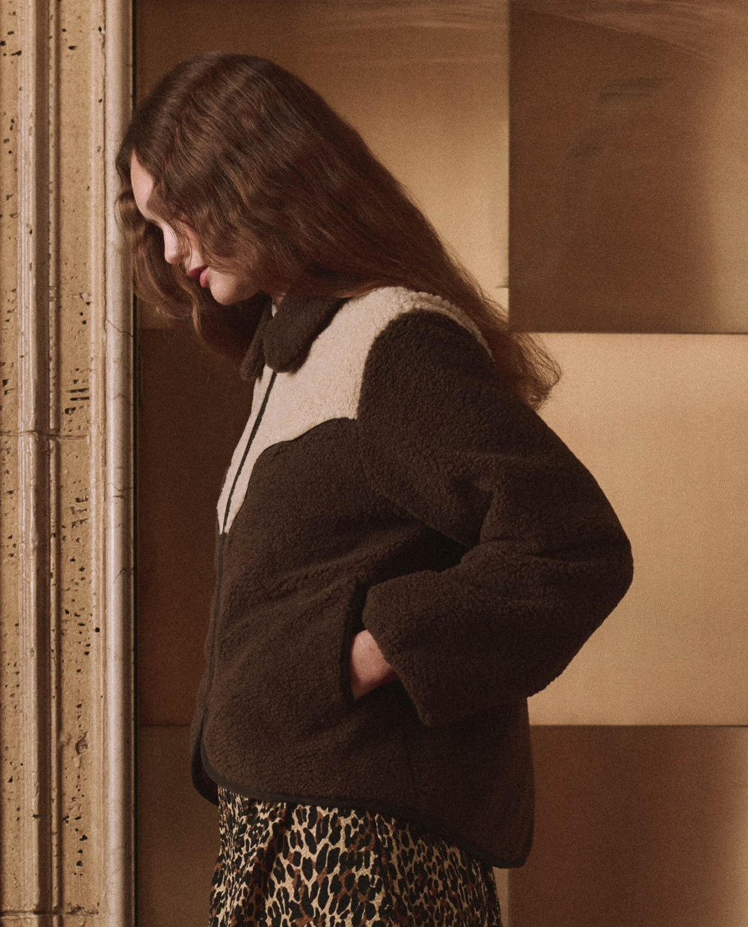 THE GREAT. - Reversible Western Yoke Pasture Jacket Brown w/ Cream - Kalifornia Jean Bar