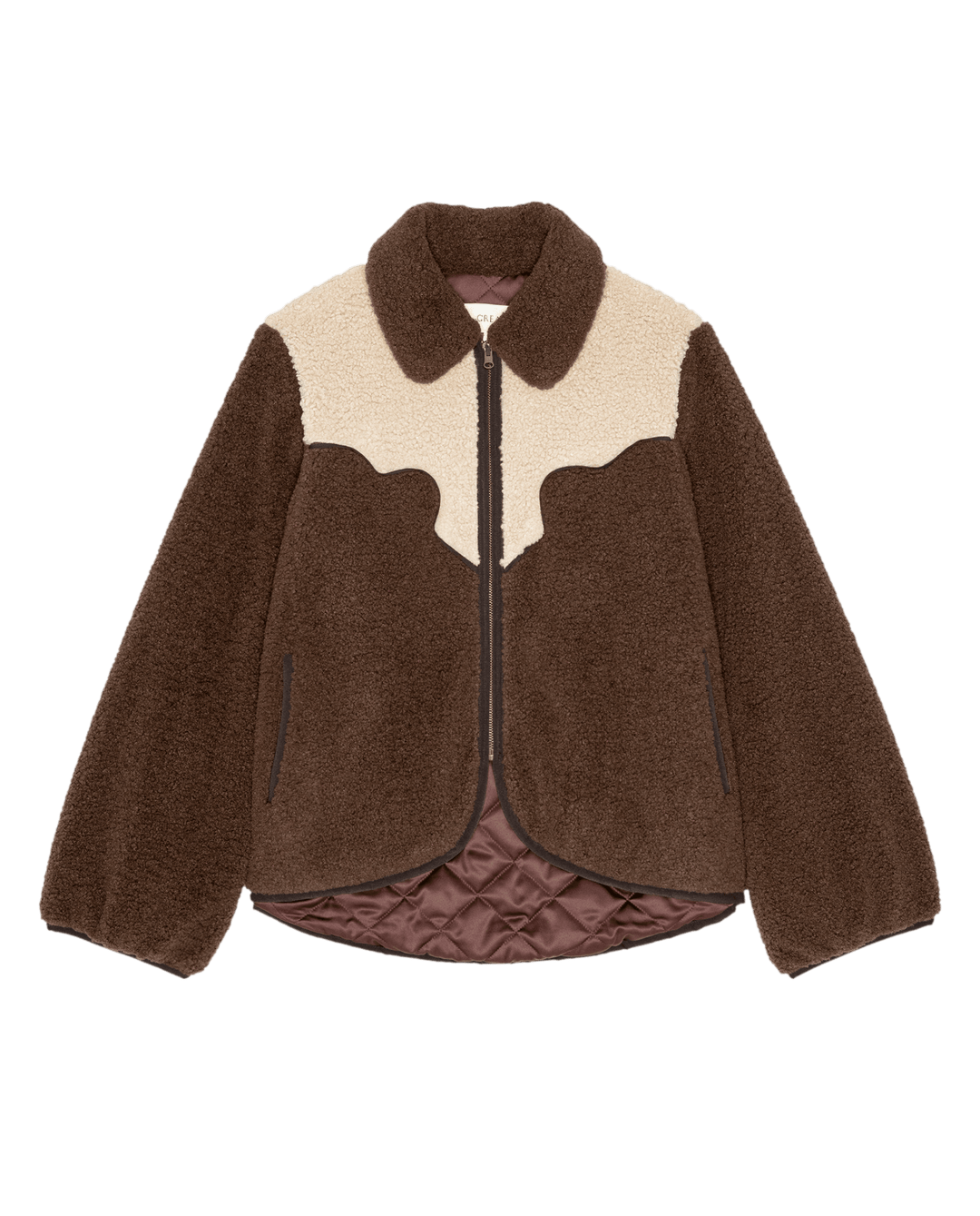 THE GREAT. - Reversible Western Yoke Pasture Jacket Brown w/ Cream - Kalifornia Jean Bar