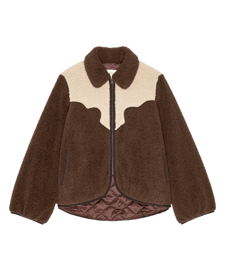 THE GREAT. - Reversible Western Yoke Pasture Jacket Brown w/ Cream - Kalifornia Jean Bar