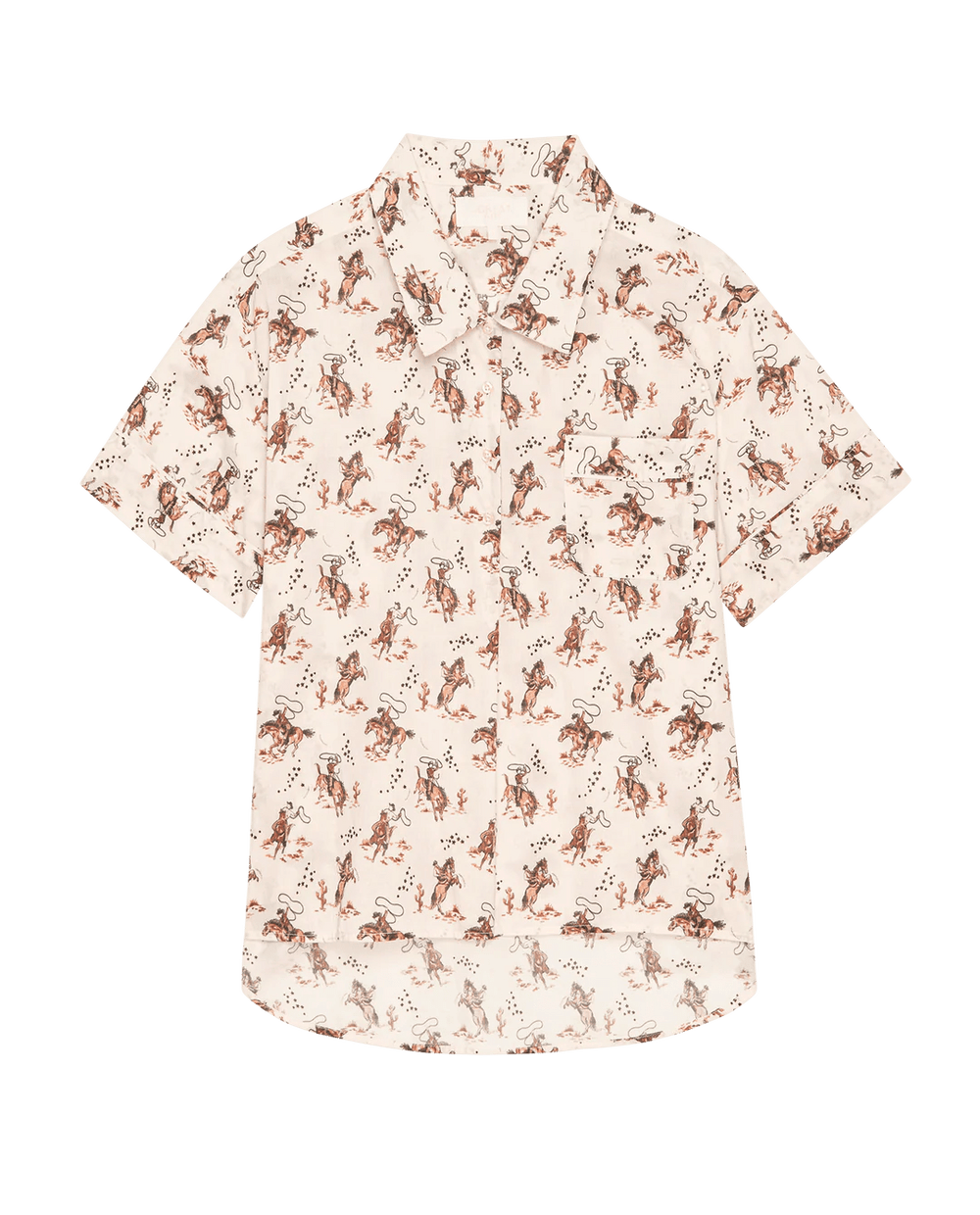 The Great - Short Sleeve Pajama Shirt in Cowboy Cream - Kalifornia Jean Bar