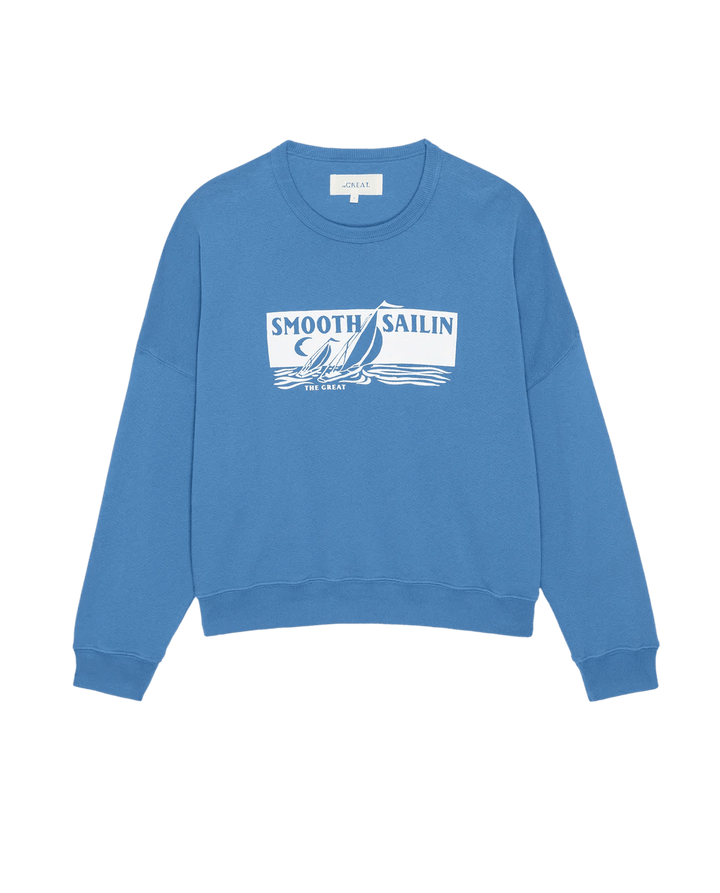 The Great - Smooth Sailin Teammate Sweatshirt in Pool Blue - Kalifornia Jean Bar