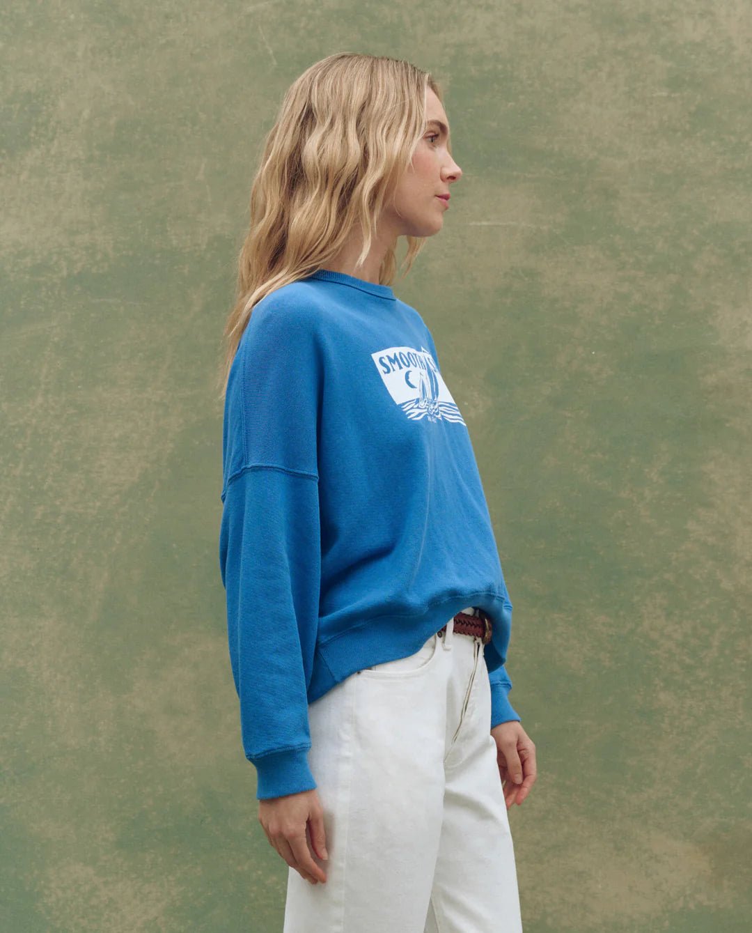 The Great - Smooth Sailin Teammate Sweatshirt in Pool Blue - Kalifornia Jean Bar