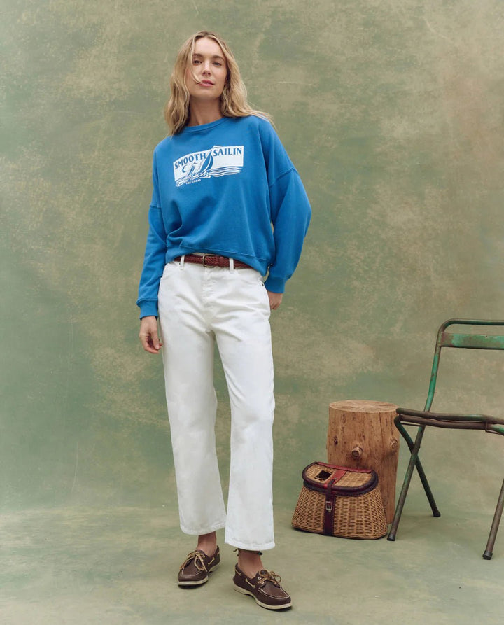 The Great - Smooth Sailin Teammate Sweatshirt in Pool Blue - Kalifornia Jean Bar