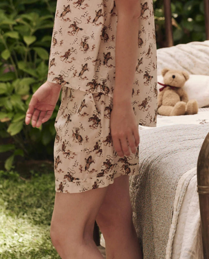 The Great - Square Pajama Short in Cream Cowboy - Kalifornia Jean Bar