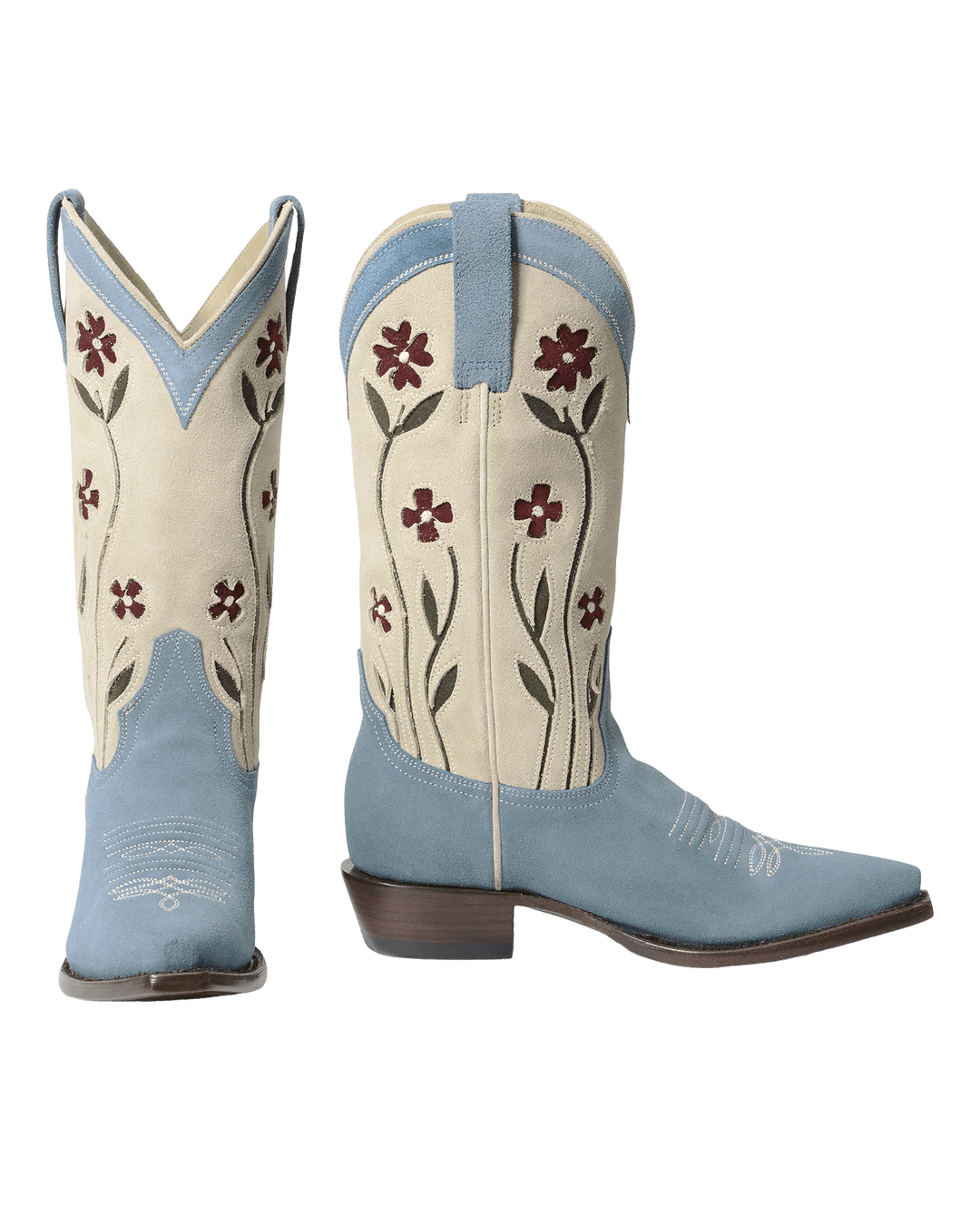 The Great - Stetson Cowboy Boot Suede Floral Washed Indigo - Kalifornia Jean Bar