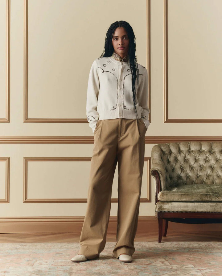 The Great - Studded Cardigan in Natural - Kalifornia Jean Bar