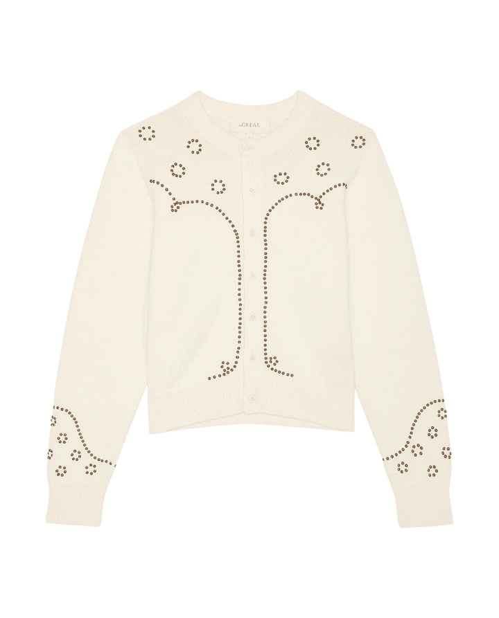 The Great - Studded Cardigan in Natural - Kalifornia Jean Bar