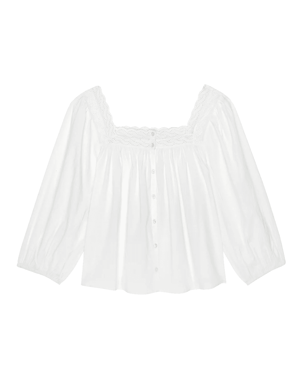 The Great - The Eyelet Button Sleep Top True White - Kalifornia Jean Bar