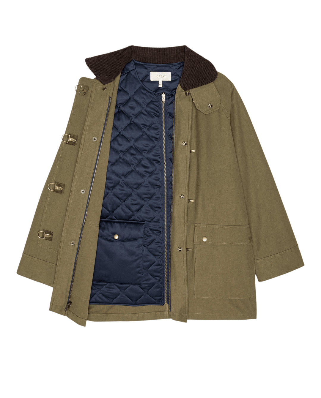 The Great - The Firefighter Jacket in Olive with Chocolate - Kalifornia Jean Bar