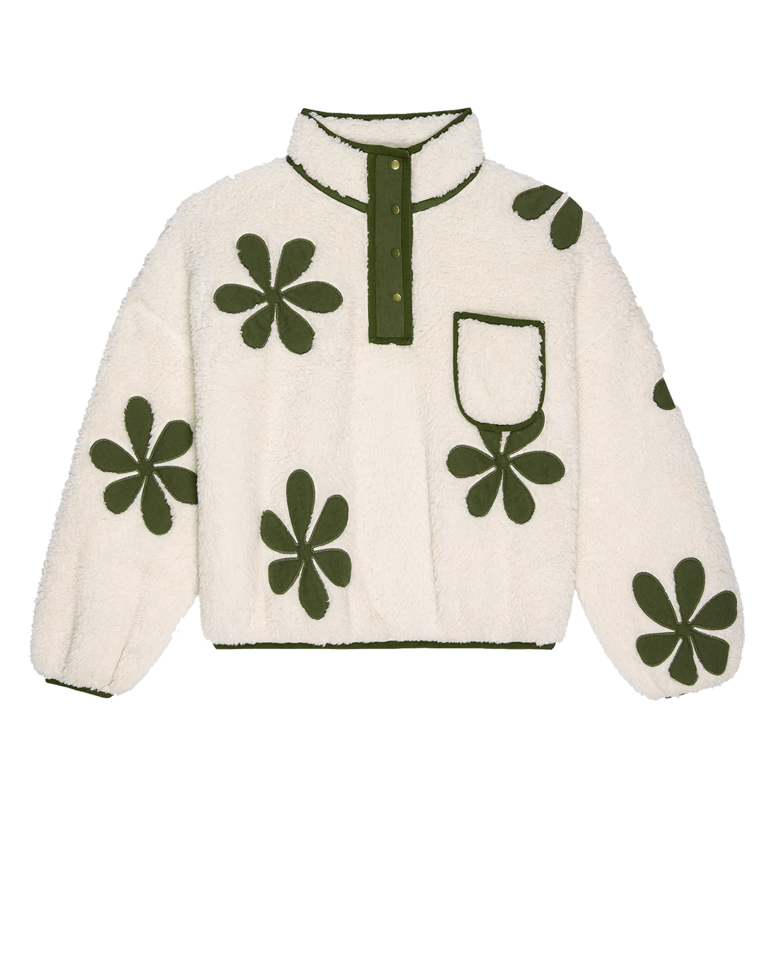 The Great - The Patch Pocket Countryside Daisy Pullover Cream/Army - Kalifornia Jean Bar