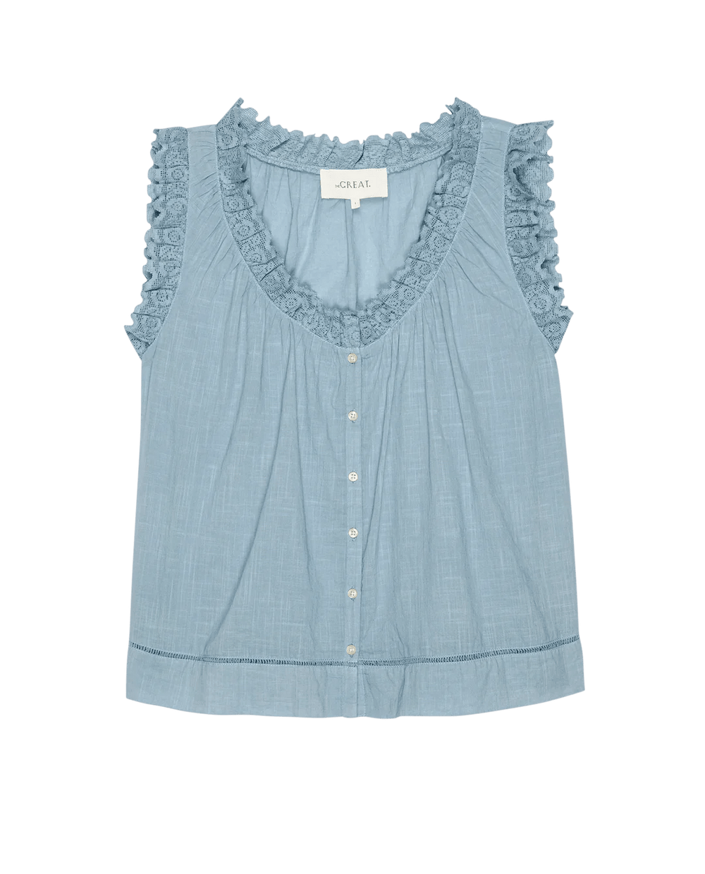 The Great - The Vignette Top in Pale Blue - Kalifornia Jean Bar