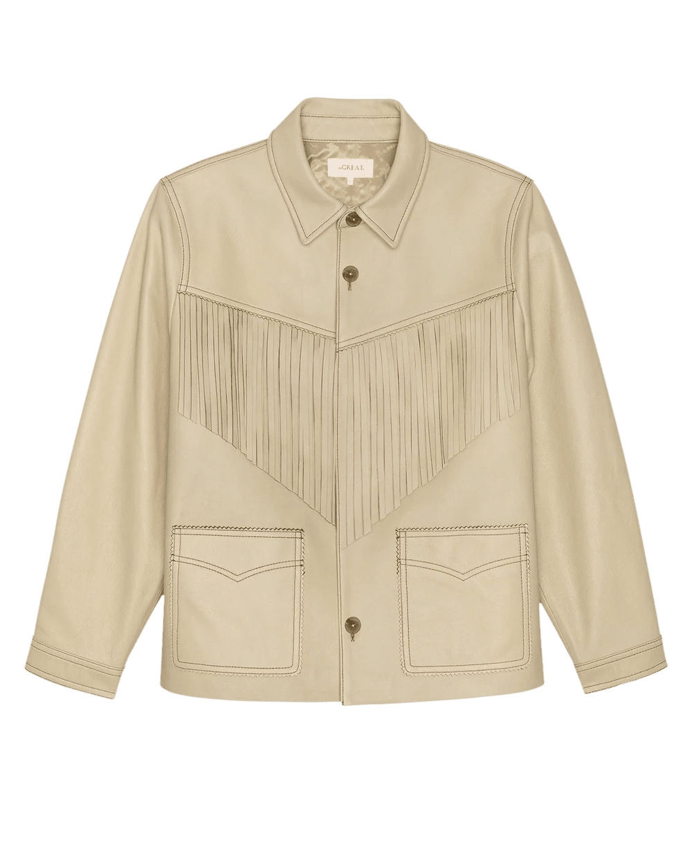 The Great - Toasted Almond Leather Fringe Jacket - Kalifornia Jean Bar