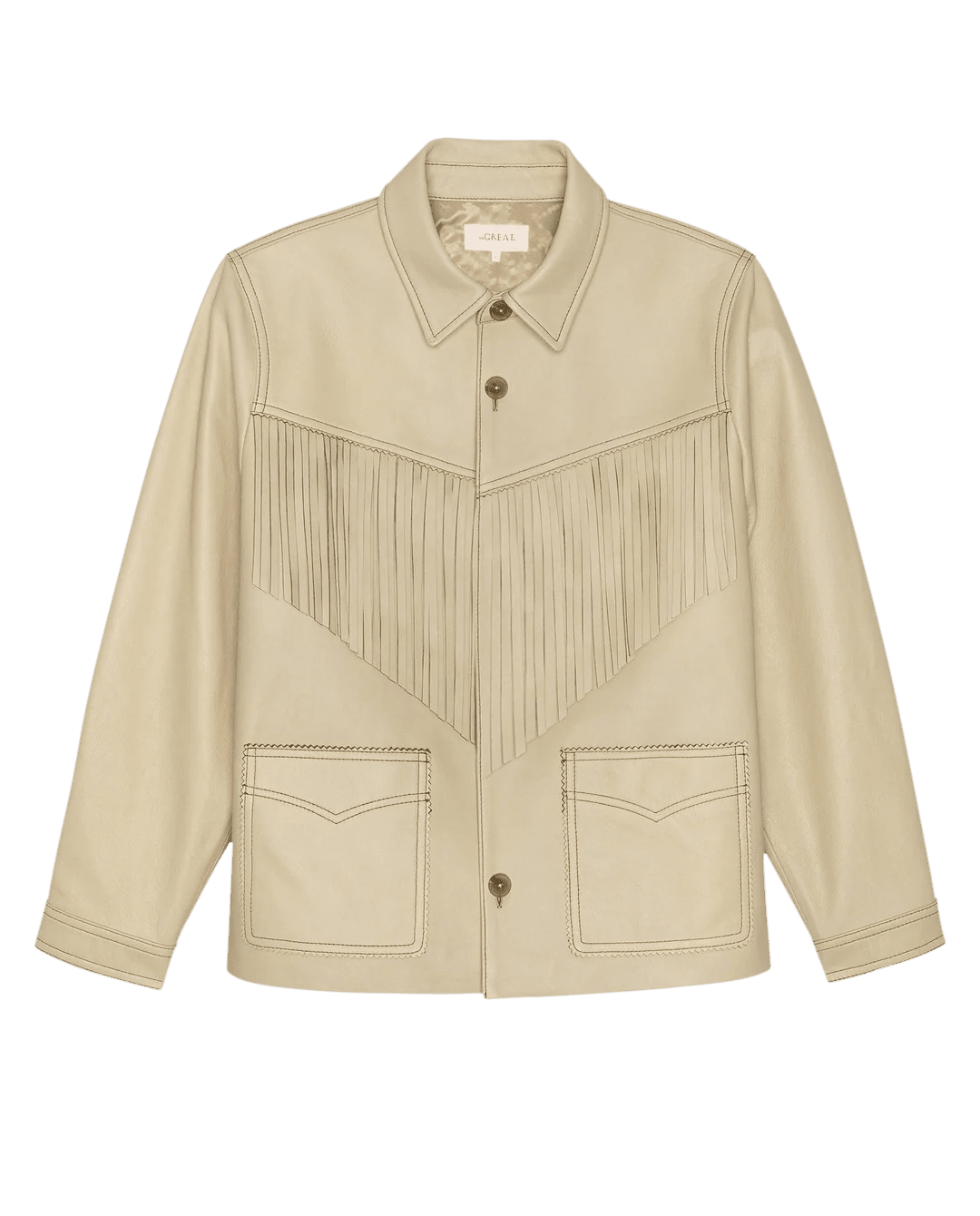 The Great - Toasted Almond Leather Fringe Jacket - Kalifornia Jean Bar