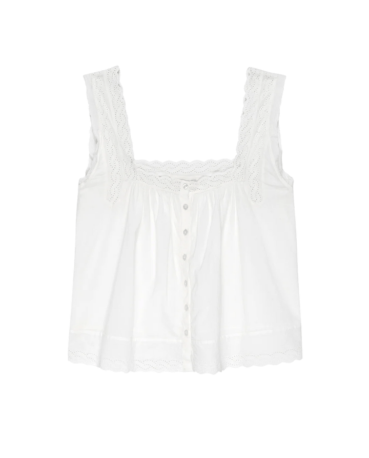 The Great - True White Eyelet Tank - Kalifornia Jean Bar