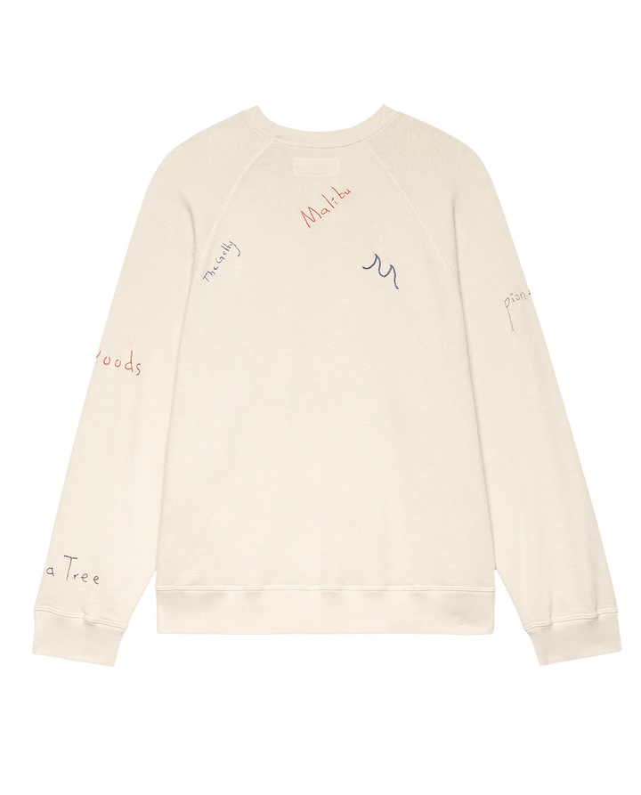 The Great - Washed White Slouch Sweatshirt Golden State Embroidery - Kalifornia Jean Bar
