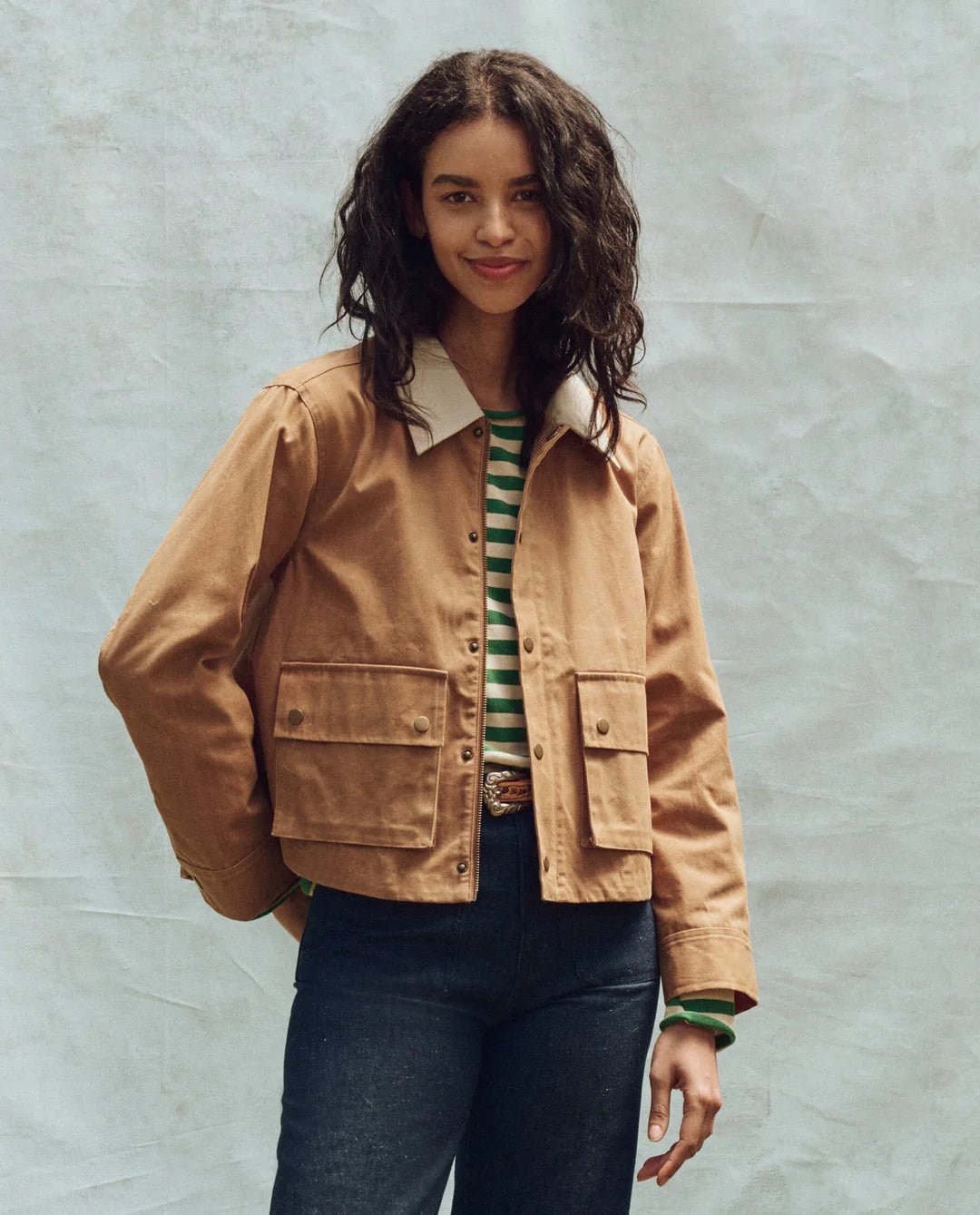 The Great - Waxed Swingy Jacket in Walnut - Kalifornia Jean Bar