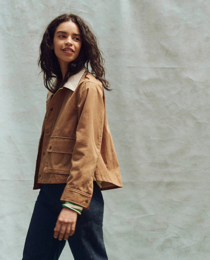 The Great - Waxed Swingy Jacket in Walnut - Kalifornia Jean Bar