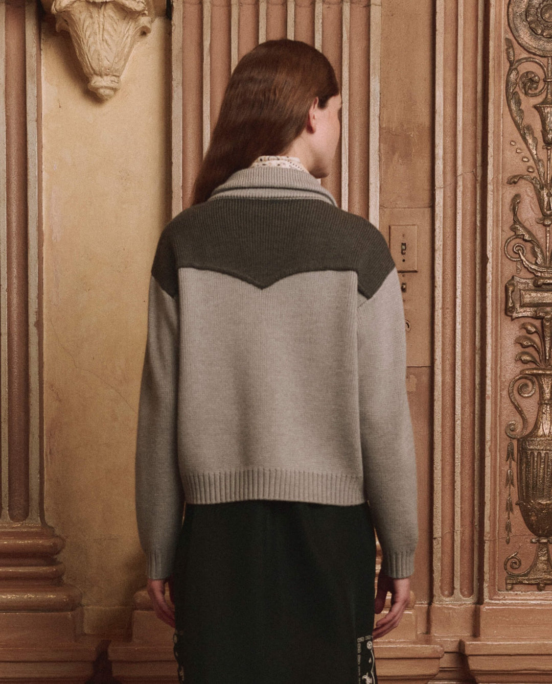 THE GREAT. - Western Cardigan Two Tone Heather Grey - Kalifornia Jean Bar