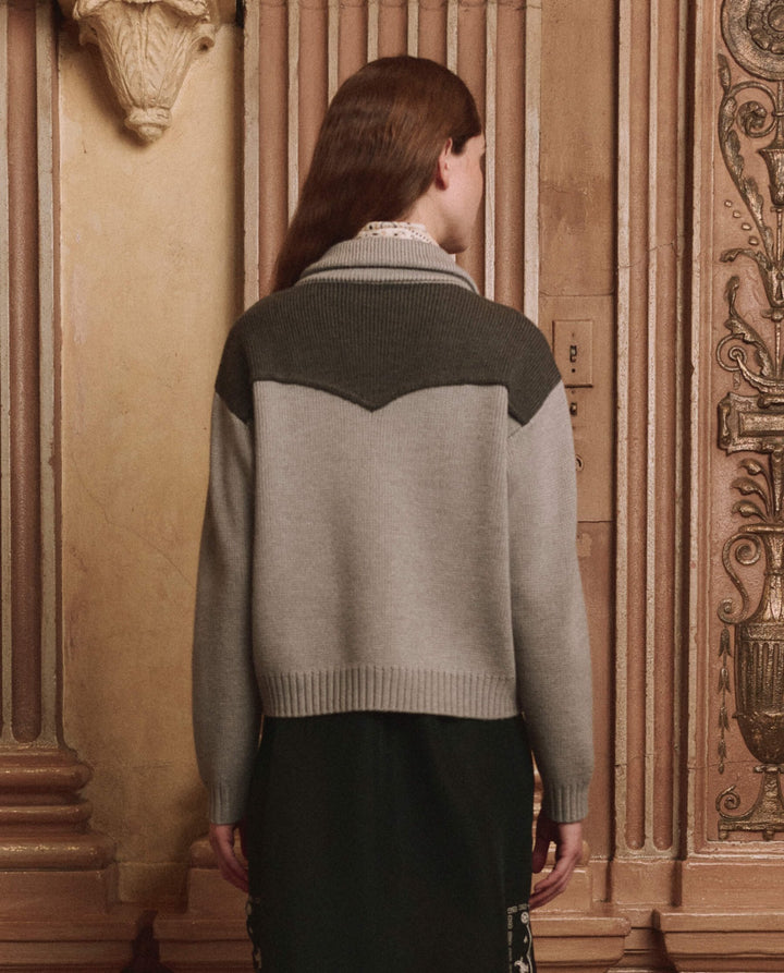 THE GREAT. - Western Cardigan Two Tone Heather Grey - Kalifornia Jean Bar