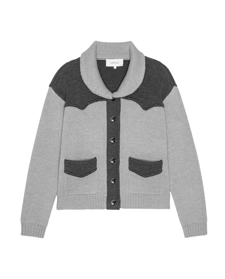 THE GREAT. - Western Cardigan Two Tone Heather Grey - Kalifornia Jean Bar