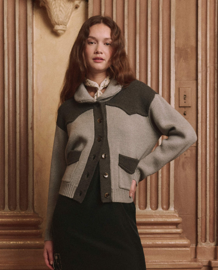 THE GREAT. - Western Cardigan Two Tone Heather Grey - Kalifornia Jean Bar