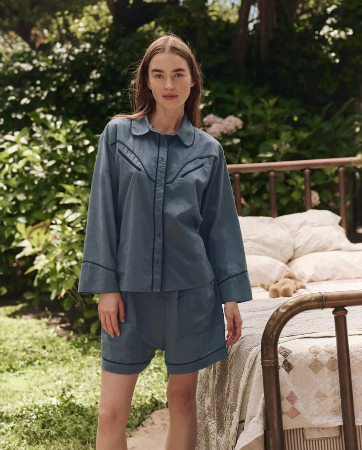 The Great - Western Pajama Shirt in Blue Dusk - Kalifornia Jean Bar