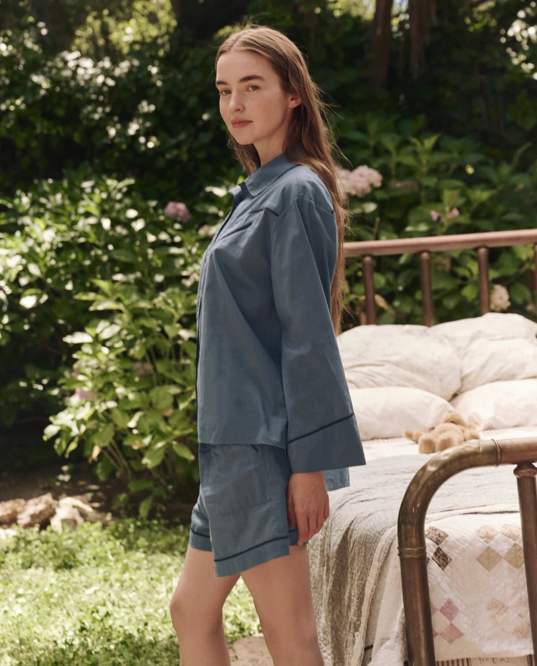 The Great - Western Pajama Shirt in Blue Dusk - Kalifornia Jean Bar