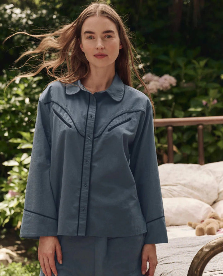 The Great - Western Pajama Shirt in Blue Dusk - Kalifornia Jean Bar
