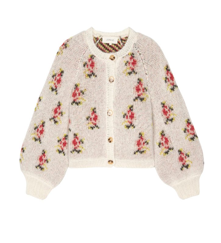 The Great - White Heirloom Rose Carousel Cardigan - Kalifornia Jean Bar The Great - White Heirloom Rose Carousel Cardigan