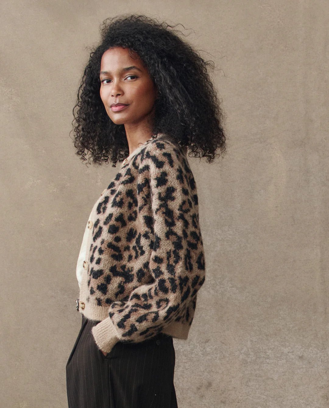 The Great - Windsor Cardigan in Leopard - Kalifornia Jean Bar