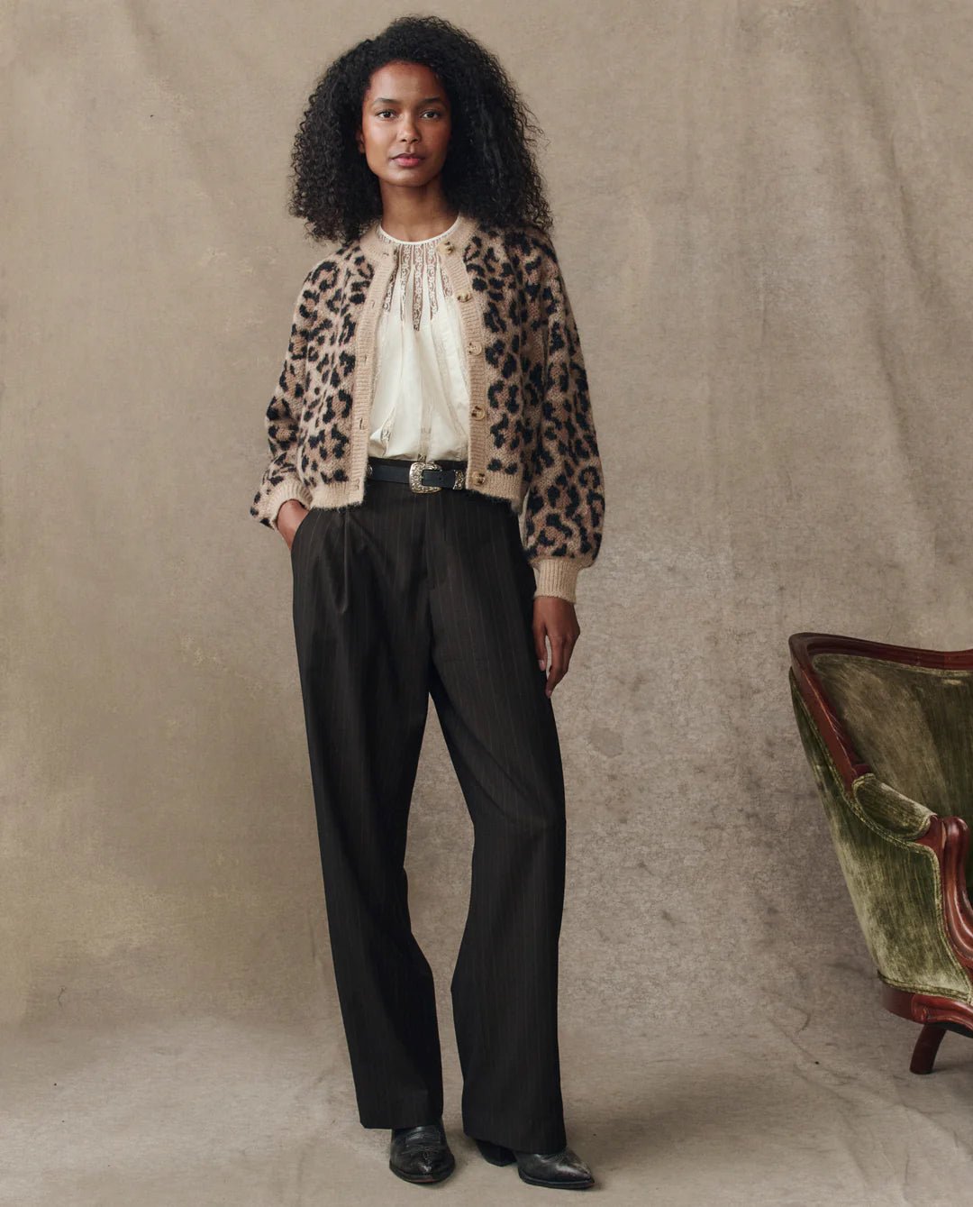 The Great - Windsor Cardigan in Leopard - Kalifornia Jean Bar