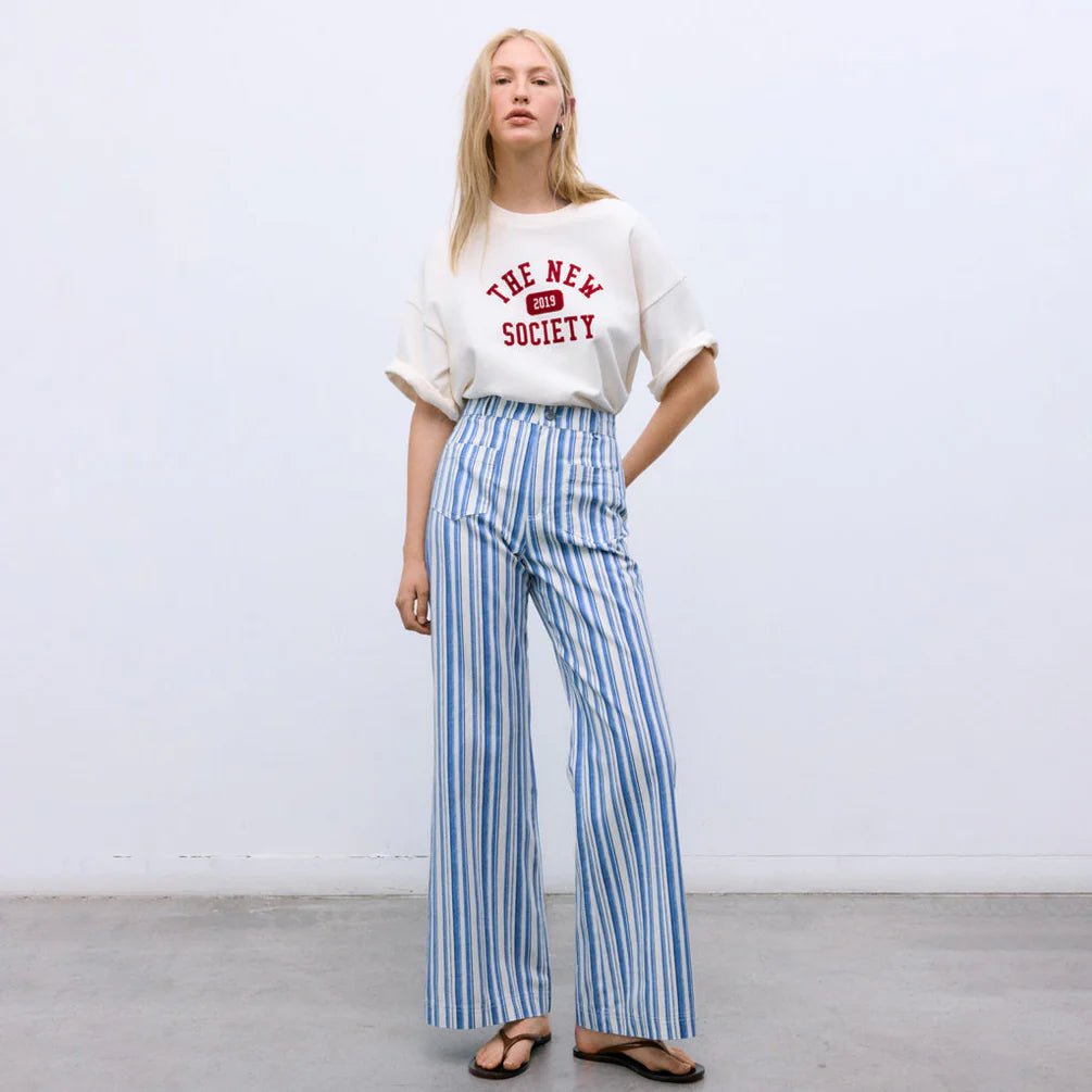 The New Society - Olmo Pant Coastal Duck Stripes - Kalifornia Jean Bar