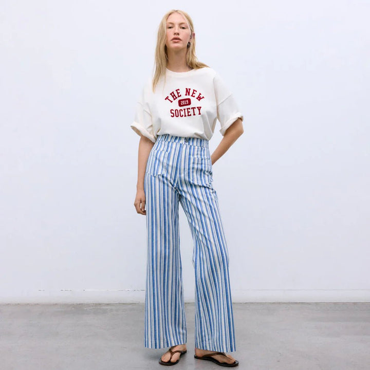 The New Society - Olmo Pant Coastal Duck Stripes - Kalifornia Jean Bar