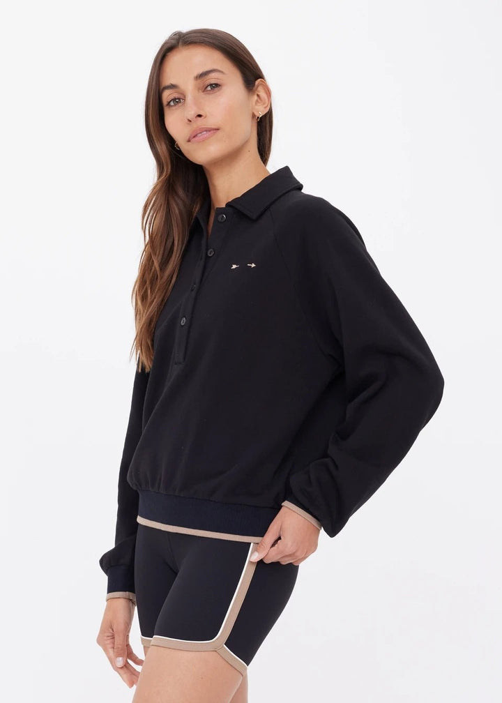 The Upside - Collared Elle Polo In Black - Kalifornia Jean Bar