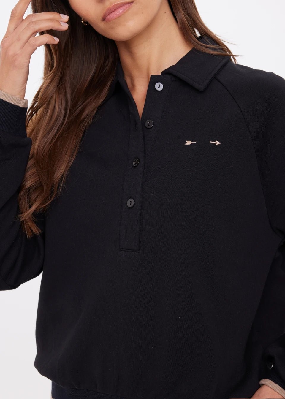 The Upside - Collared Elle Polo In Black - Kalifornia Jean Bar