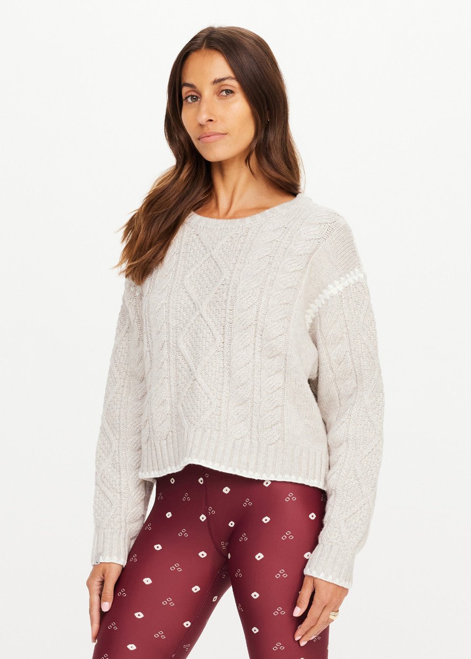 The Upside - Cream Xanthe Crew Neck Knit Sweater - Kalifornia Jean Bar