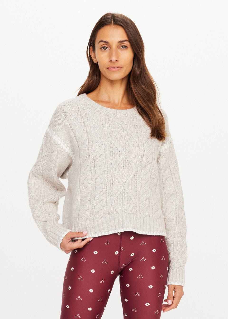 The Upside - Cream Xanthe Crew Neck Knit Sweater - Kalifornia Jean Bar