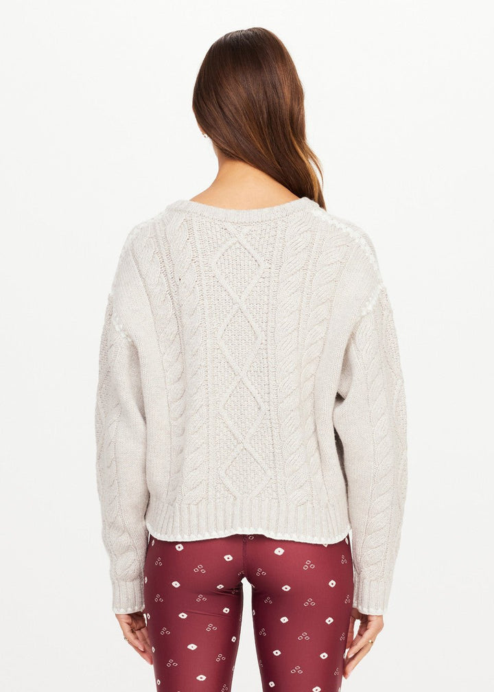 The Upside - Cream Xanthe Crew Neck Knit Sweater - Kalifornia Jean Bar