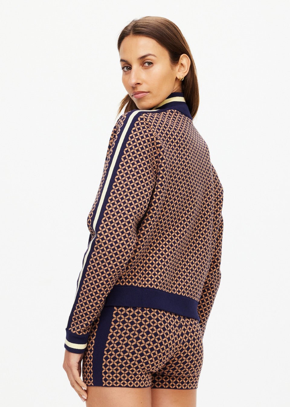 The Upside - Crossroad Margot Knit Jacket in Geo - Kalifornia Jean Bar