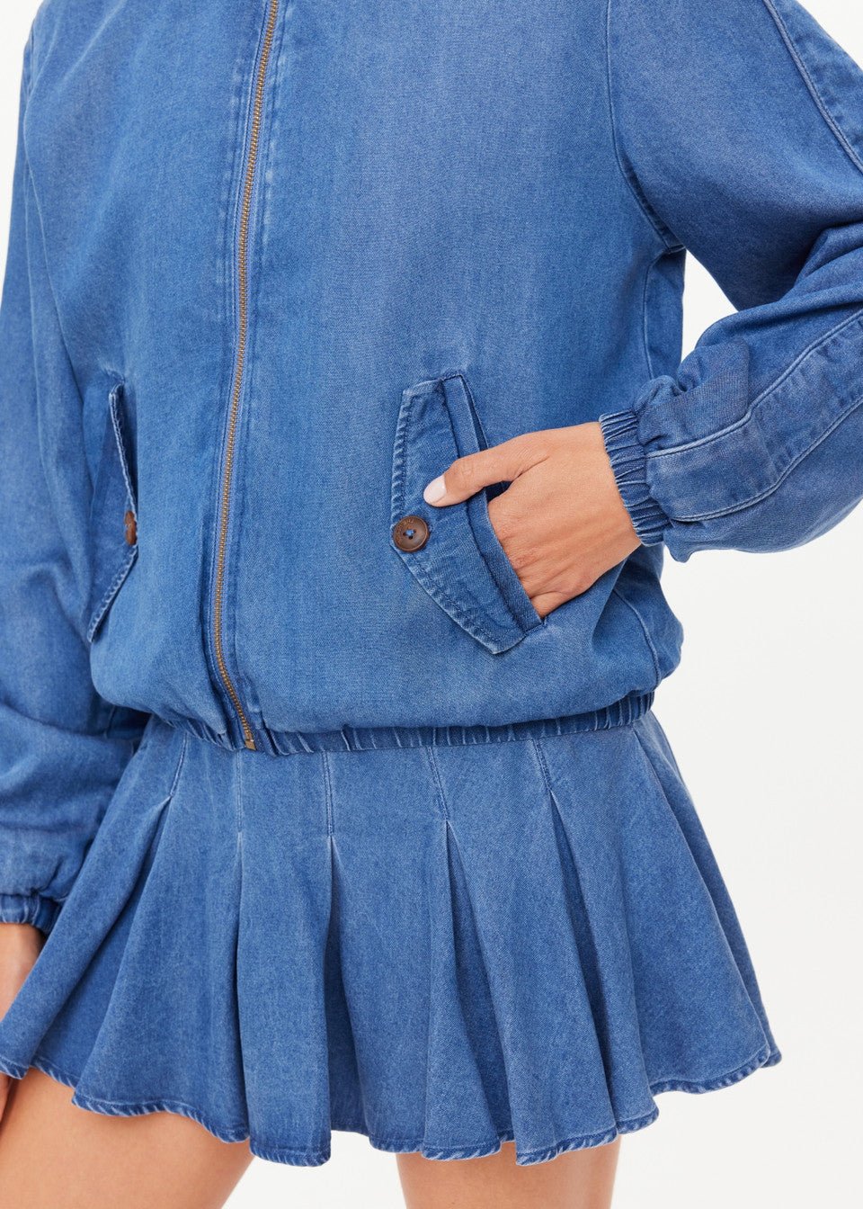The Upside - Denim Lykke Lexi Bomber Jacket - Kalifornia Jean Bar