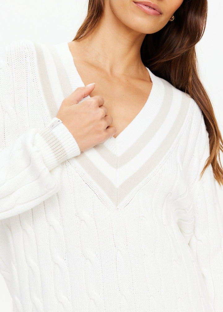 The Upside - Louie Knitted Sweater in Off White - Kalifornia Jean Bar