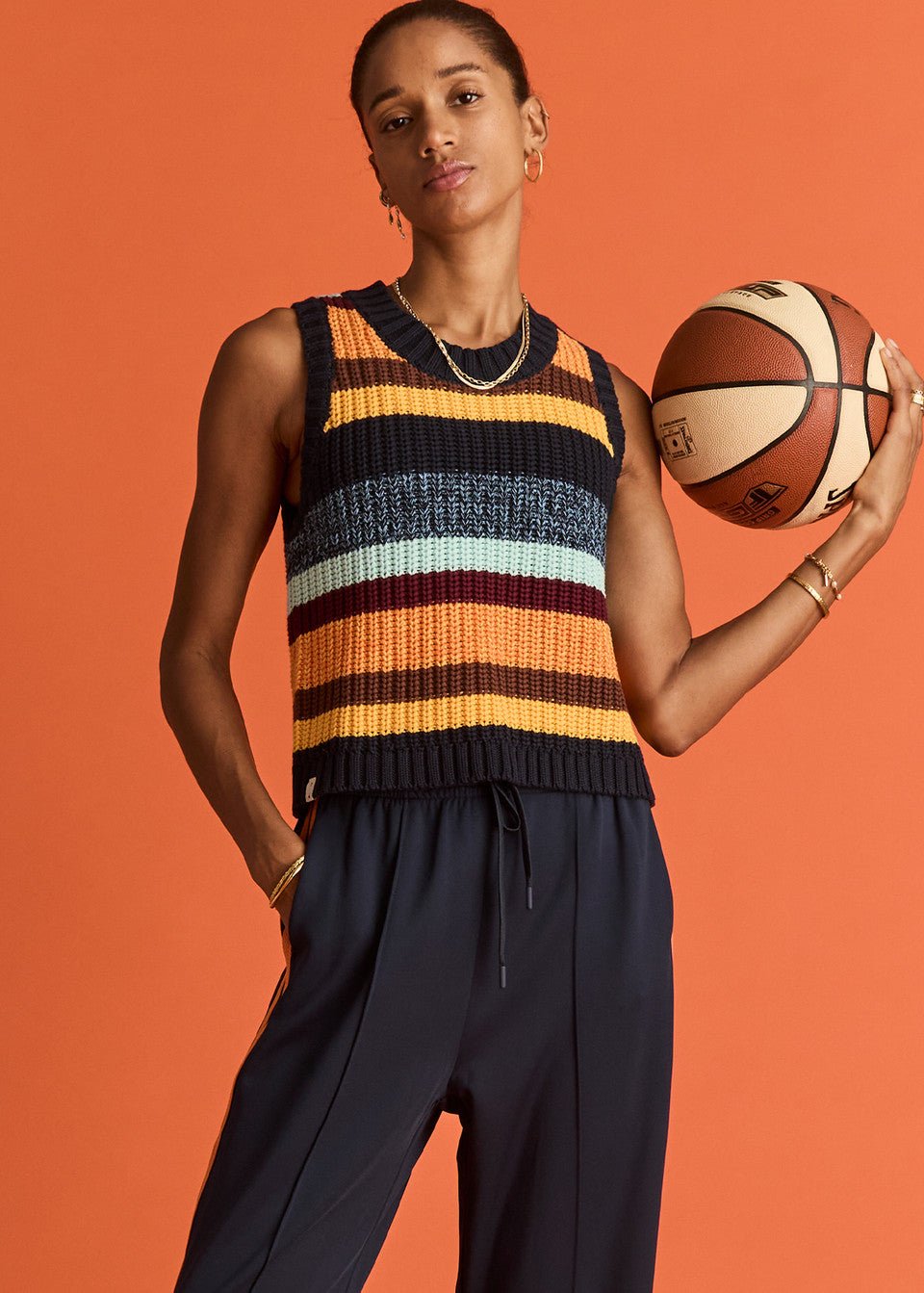 The Upside - Nelson Knit Crop Vest in Stripe - Kalifornia Jean Bar